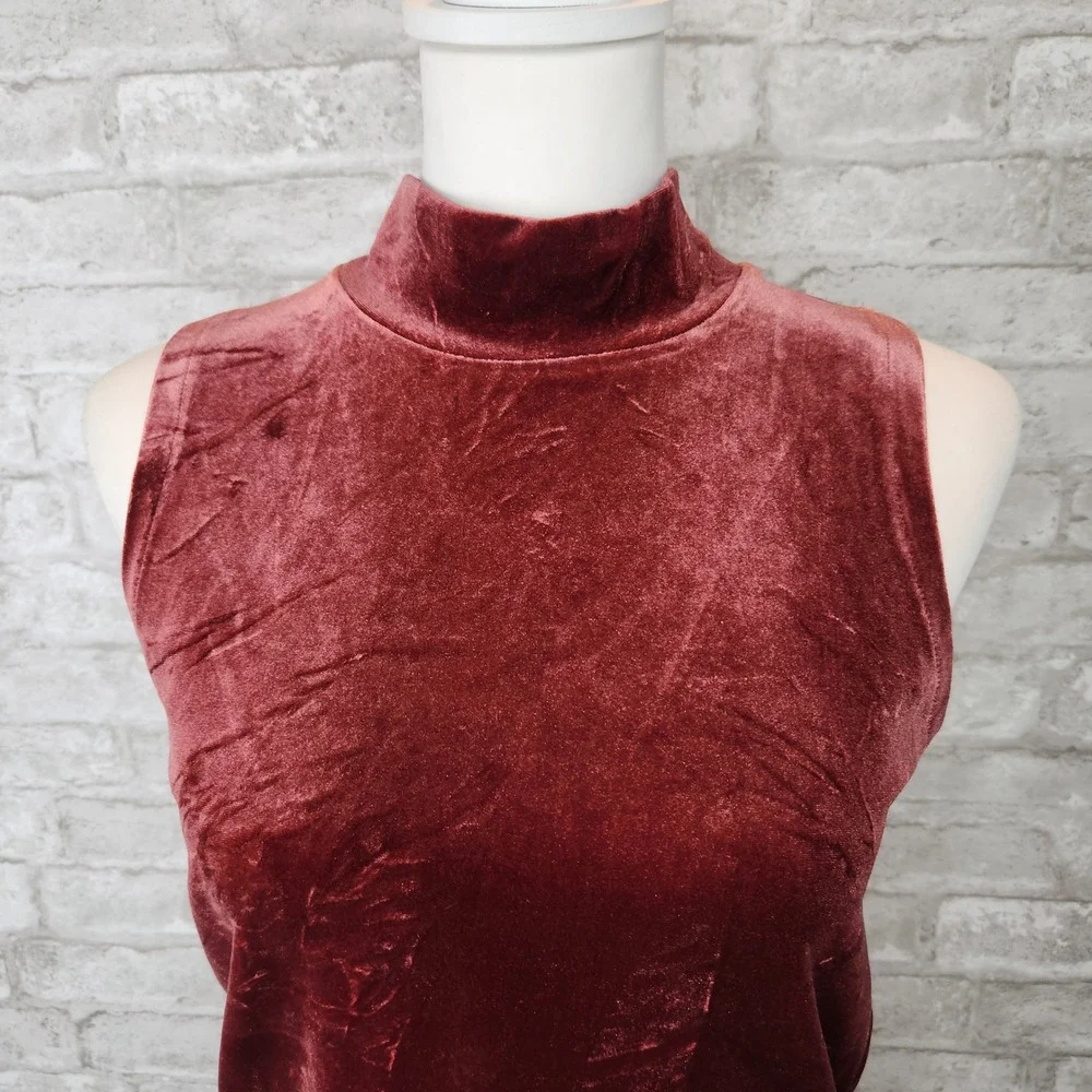 J. Crew Top Sleeveless Rose Velvet Mock Neck Elegant XS